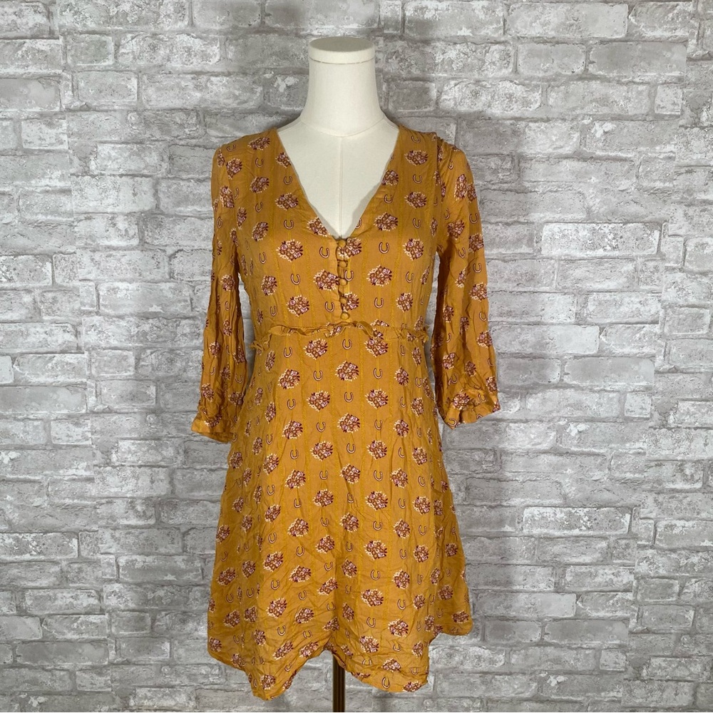 Stetson western horseshoe floral mini dress size small‎ boho cowgirl ruffles